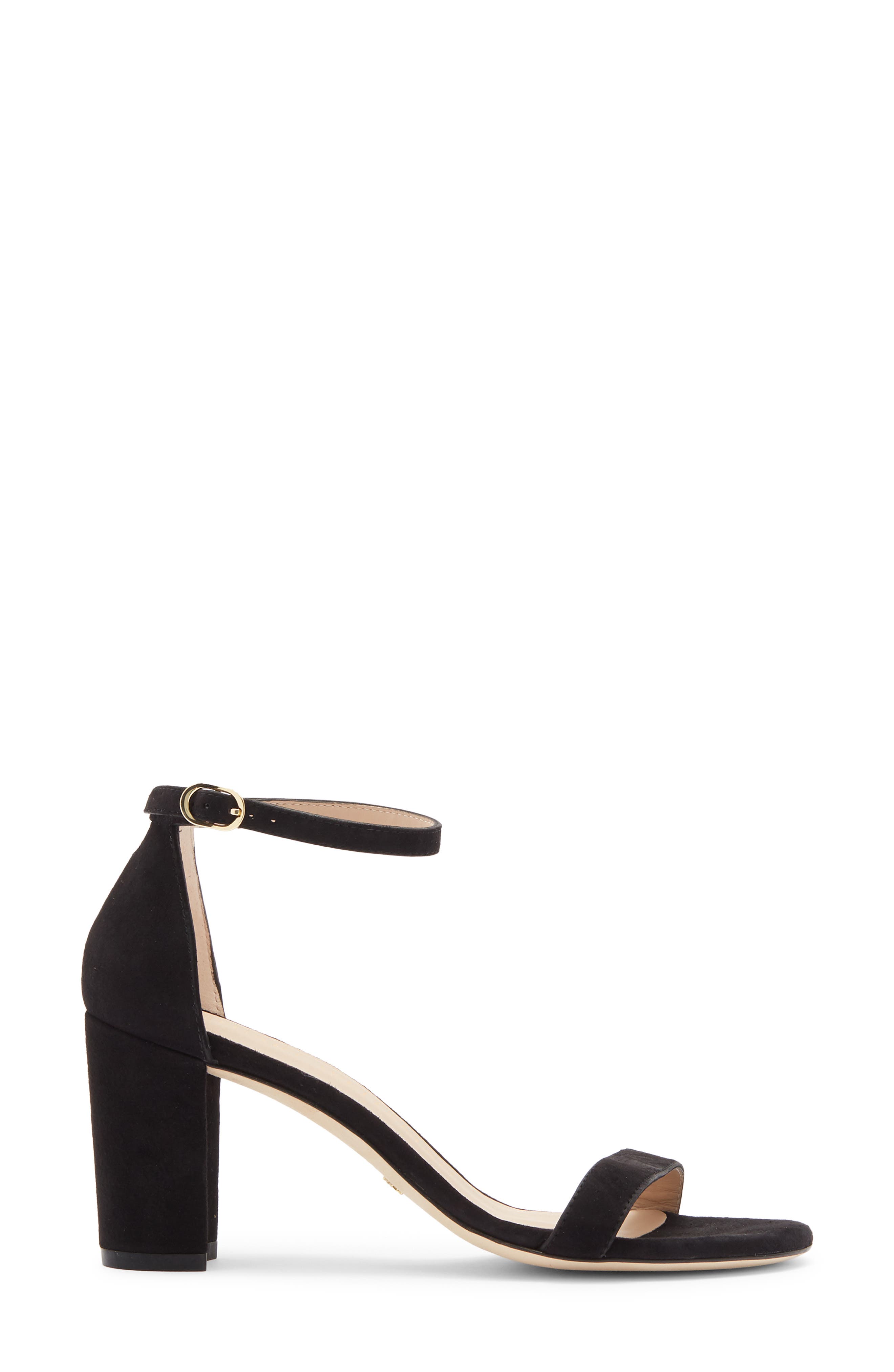 Stuart Weitzman NearlyNude Ankle Strap Sandal, Alternate, color, True Black
