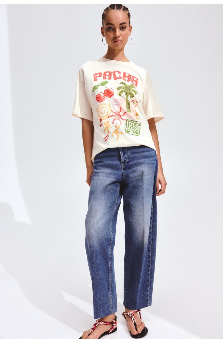H&M Oversized t-shirt with printed motif, Alternate, color, Cream/Pacha