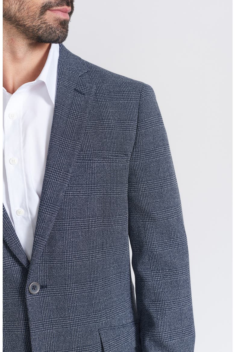 Plaid Knit Sport Coat, Alternate, color, NAVY