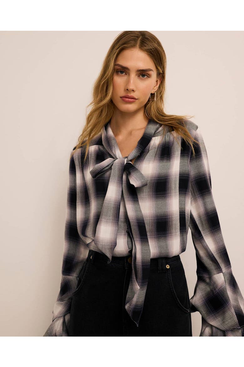 Check Blouse, Alternate, color, Grey