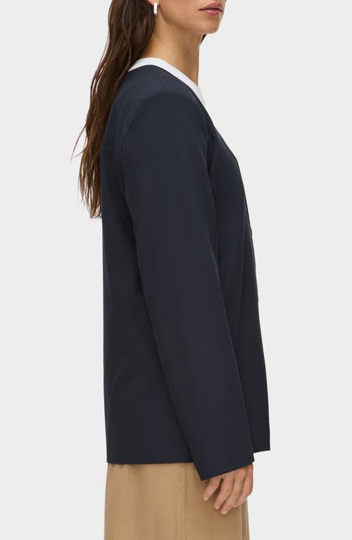 Aligne Rae Collarless Jacket In Blue