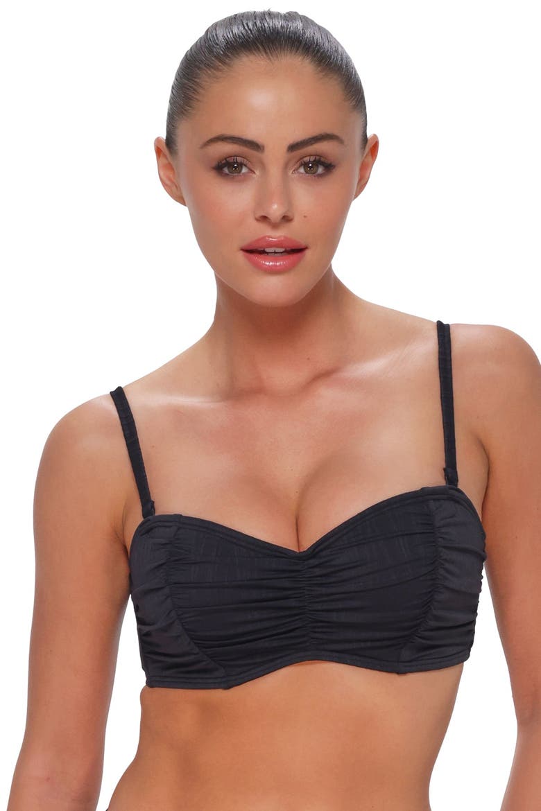 Loretta Bandeau Bikini Swimsuit Top - DD Cup, Alternate, color, Black Seagrass Texture