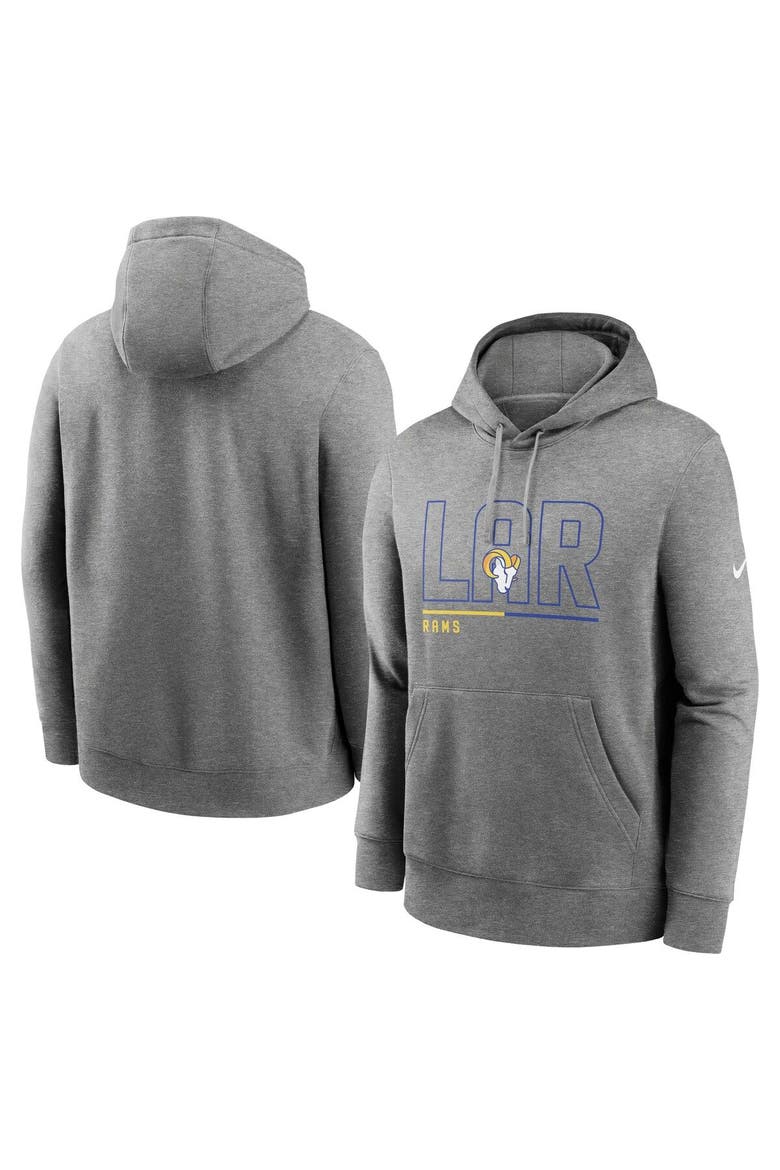 Men's Nike Heathered Gray Los Angeles Rams City Code Club Fleece Pullover Hoodie, Main, color, Heather Gray