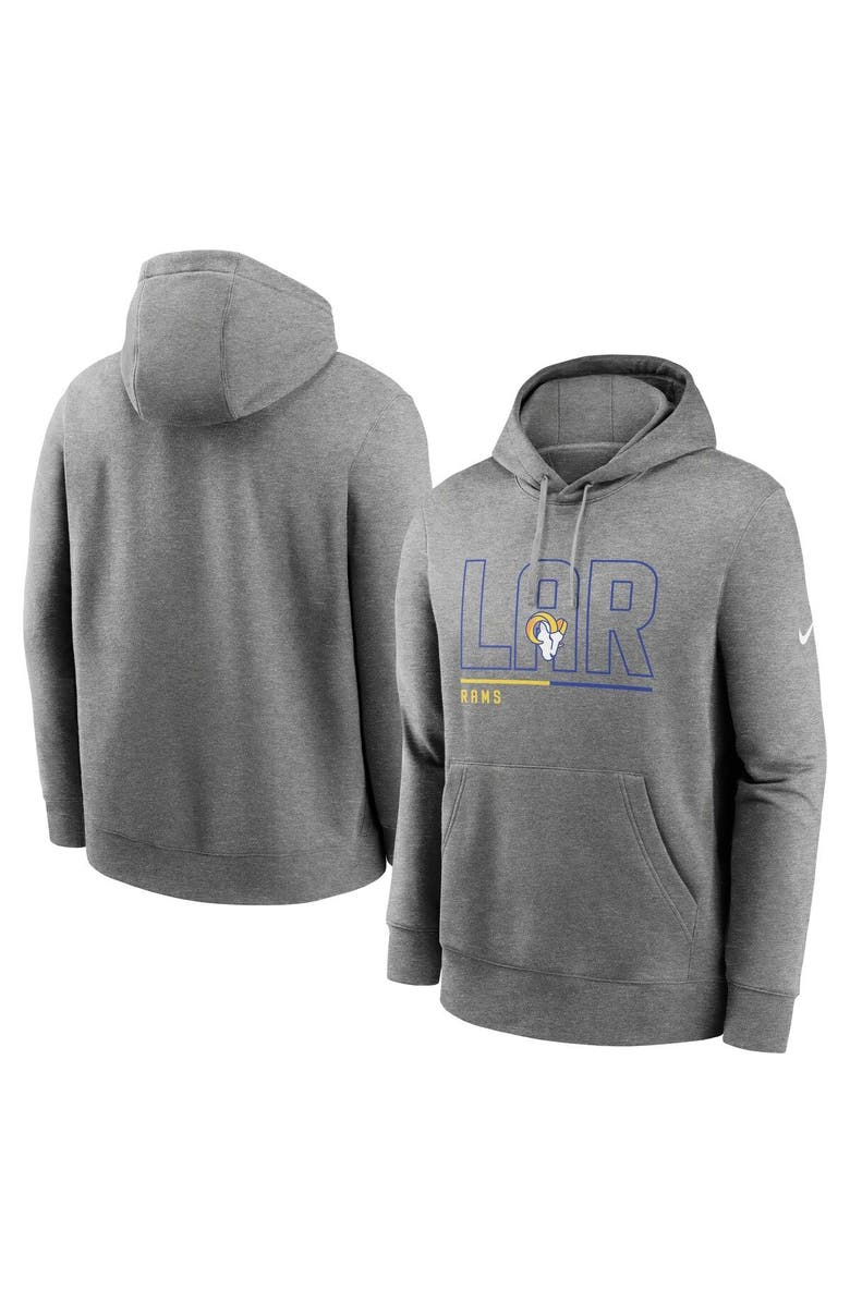 Nike Men's Nike Heathered Gray Los Angeles Rams City Code Club Fleece Pullover Hoodie, Main, color, Heather Gray