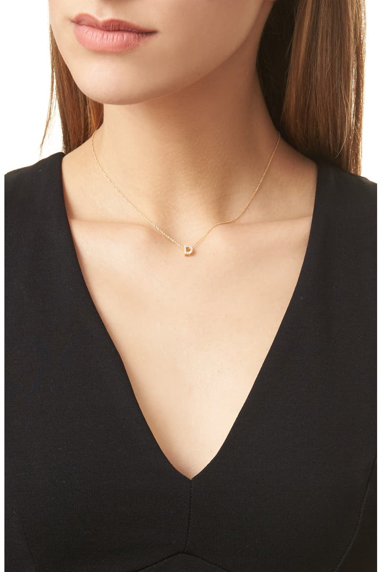 18k Gold Pavé Diamond Initial Pendant Necklace, Alternate, color, YELLOW