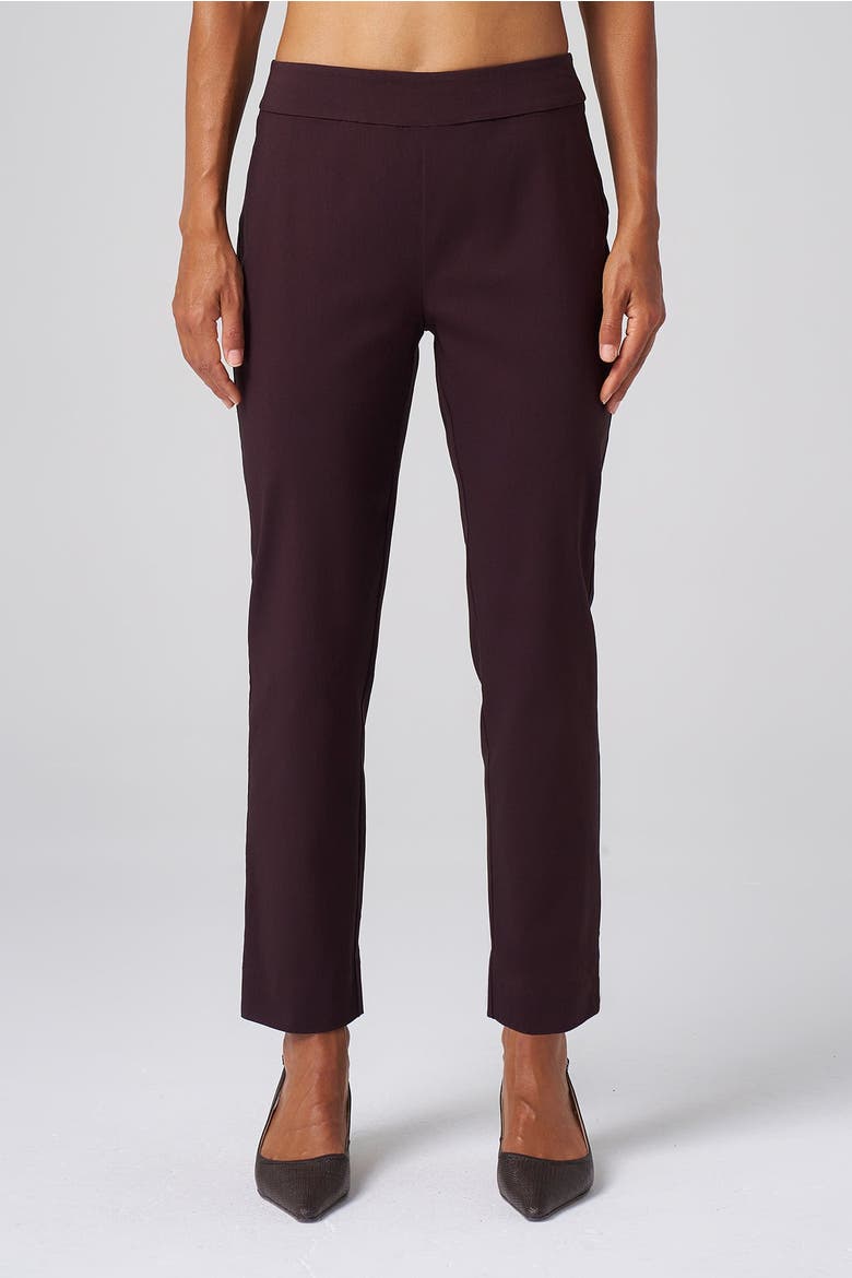 Greenwich Stretch Sculpting Ankle Pant, Main, color, Black Cherry