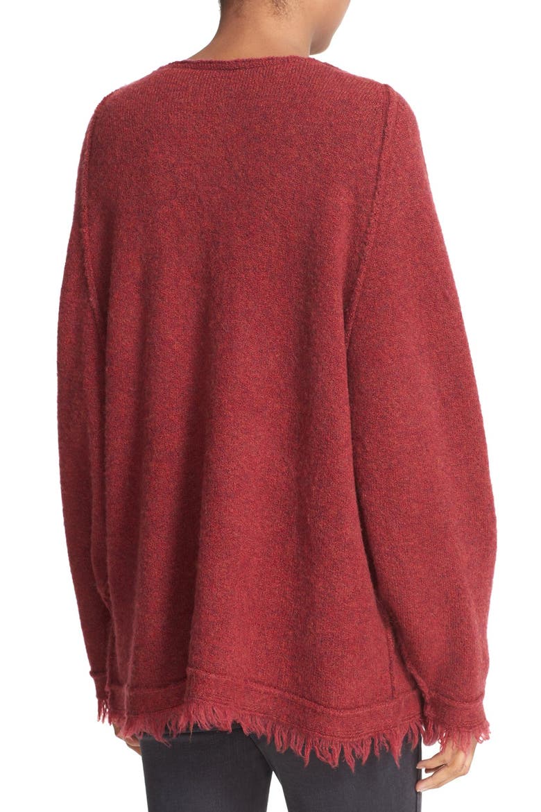 Irresistible Fringe Trim Sweater, Alternate, color, WINE