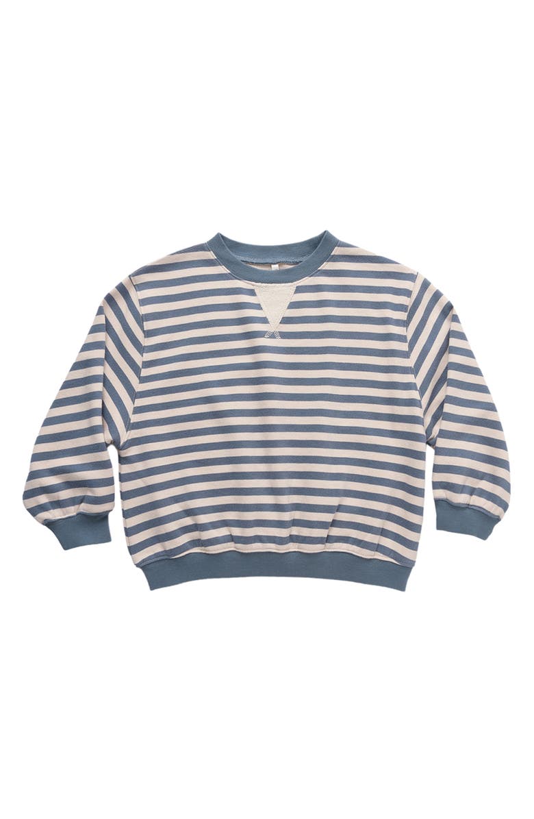 Rylee + Cru Marine Stripe Oversize Cotton Sweatshirt, Alternate, color, Marine