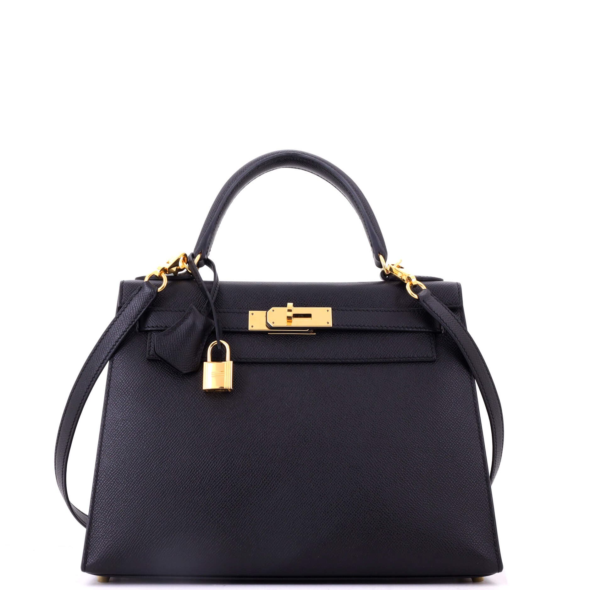 Kelly Handbag Black Epsom with Gold Hardware 28, Main, color, Black
