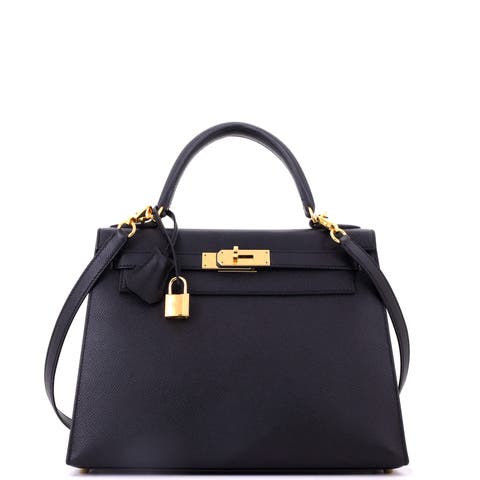 Kelly Handbag Black Epsom with Gold Hardware 28