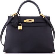 Pre-Owned Hermes Kelly Handbag Black Epsom with Gold Hardware 28