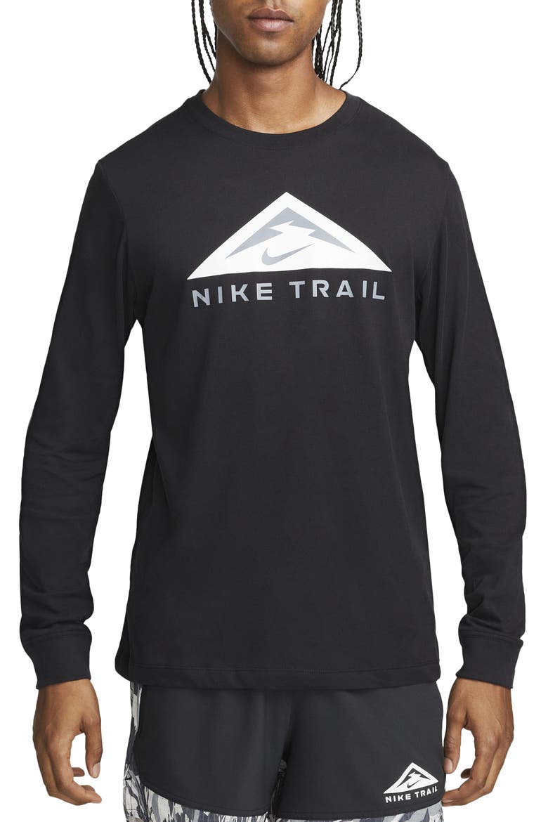 Dri-FIT Long Sleeve Graphic Hiking Tee, Main, color, BLACK