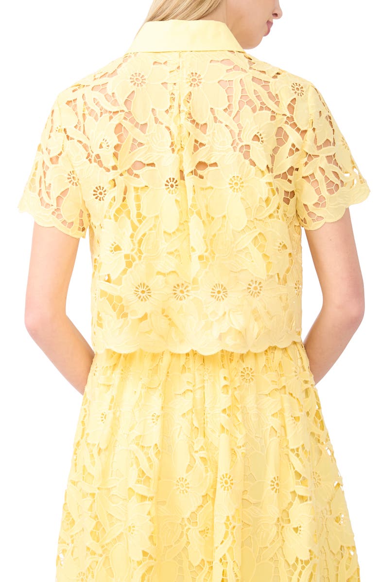 Ted Baker Micah Lace Embroidered Button-Up Top, Alternate, color, Creamed Corn