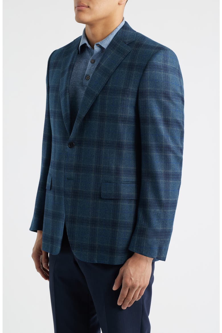 Siena Regular Fit Windowpane Check Brushed Wool Sport Coat, Alternate, color, GREEN