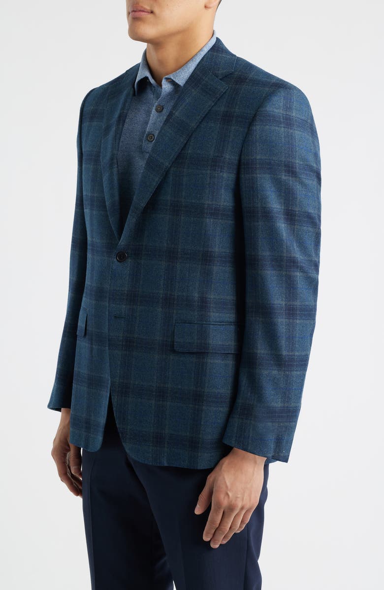Canali Siena Regular Fit Windowpane Check Brushed Wool Sport Coat, Alternate, color, Green