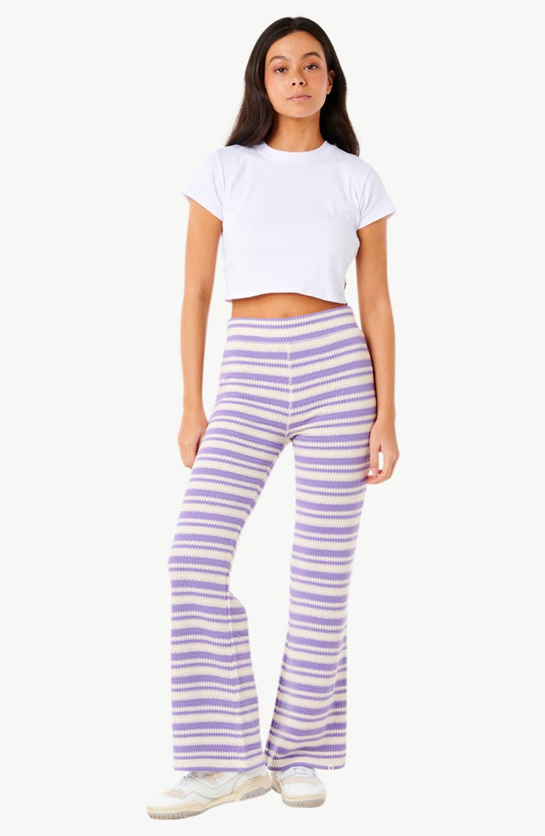 Rip Curl Bobbi Stripe Flare Leg Pants, Alternate, color, White/ Purple