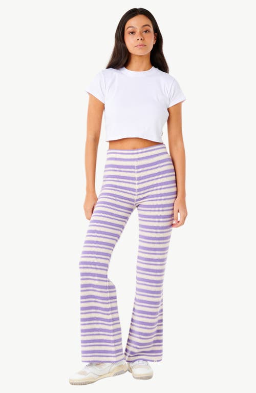 Rip Curl Bobbi Stripe Flare Leg Pants In White/purple