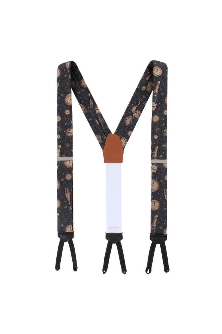 Resolutions Countdown Novelty Silk Formal End Suspenders, Alternate, color, Black