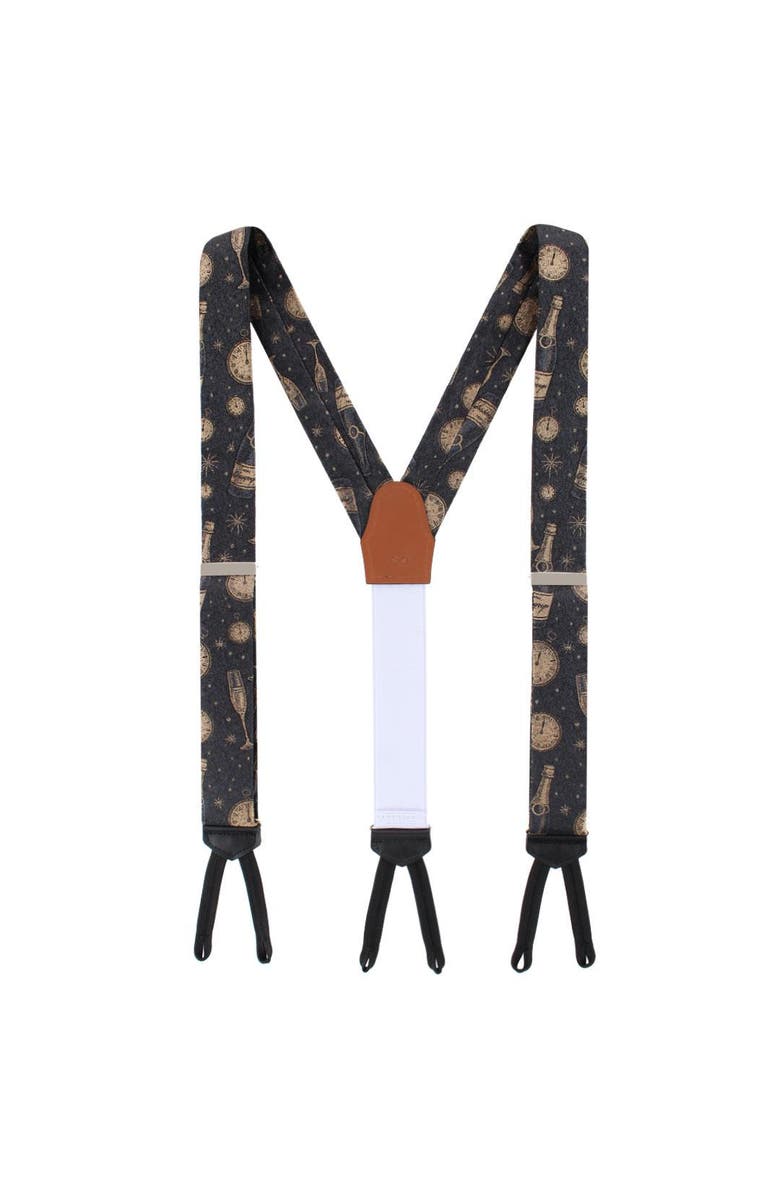 Trafalgar Resolutions Countdown Novelty Silk Formal End Suspenders, Alternate, color, Black
