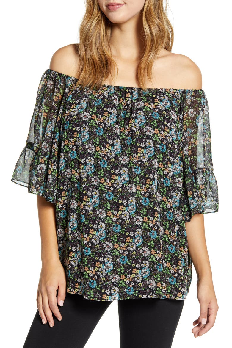 Off the Shoulder Maternity Blouse, Main, color, TEA GARDEN