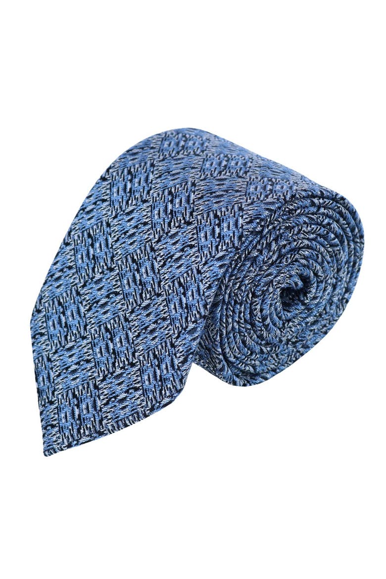 Benito's Blue Basketweave Patterned Silk Novelty Necktie, Main, color, Light Blue