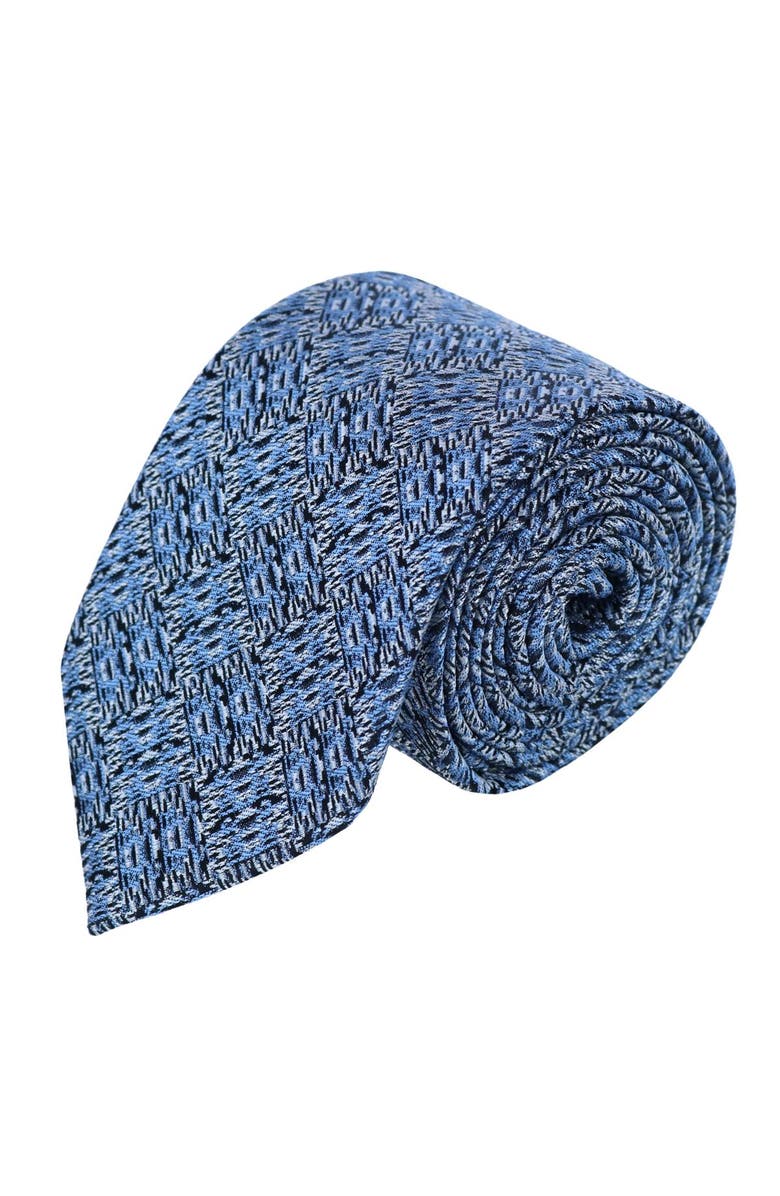 Trafalgar Benito's Blue Basketweave Patterned Silk Novelty Necktie, Main, color, Light Blue