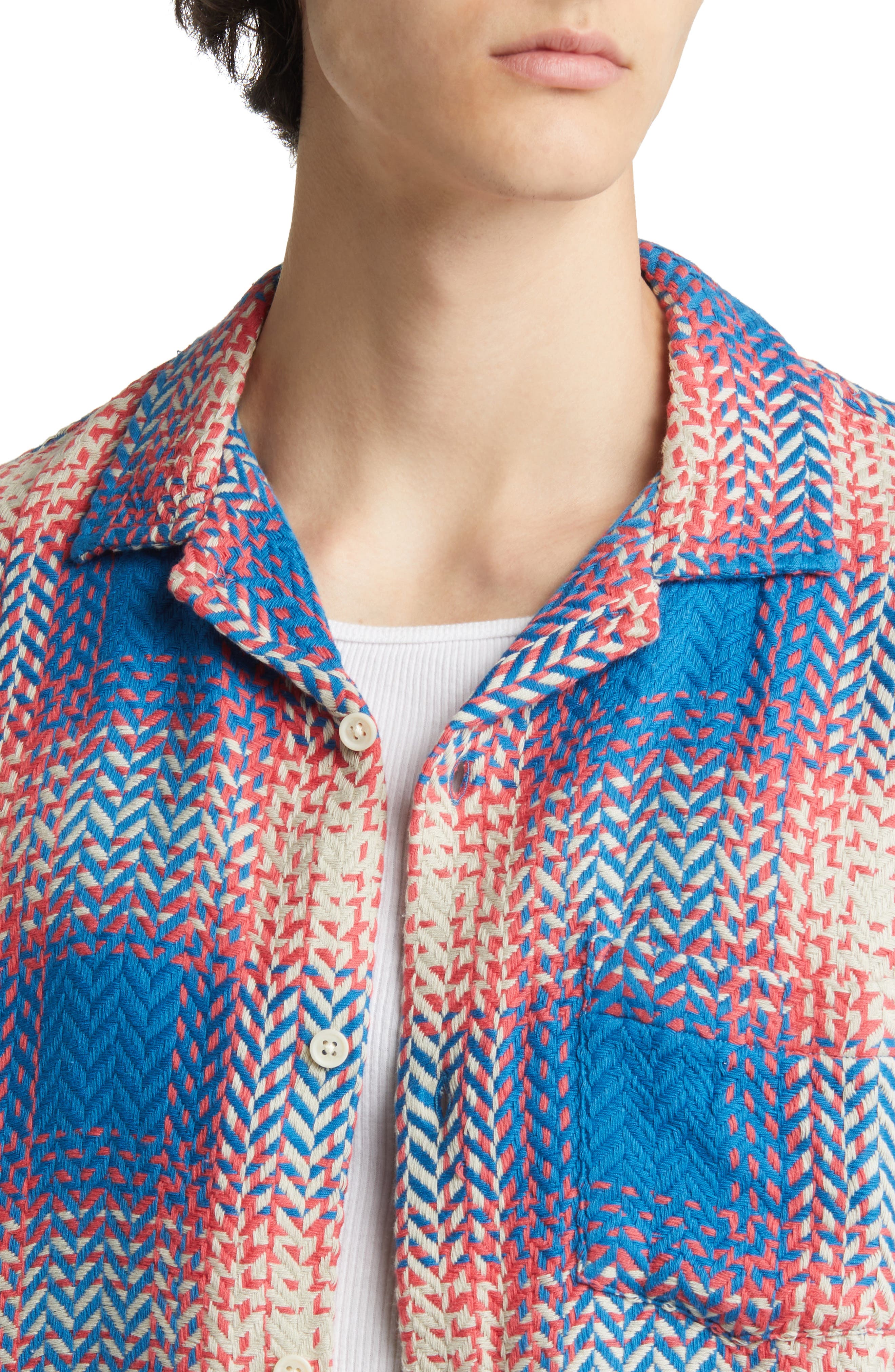 Acid Plaid Firecracker Short Sleeve Cotton Button-Up Camp Shirt - image 2