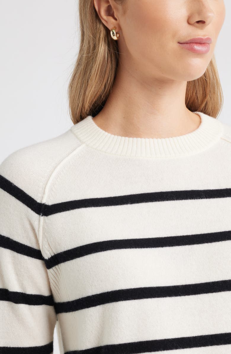 Caslon<sup>®</sup> Raglan Sleeve Wool & Cashmere Sweater, Alternate, color, Ivory- Black Cammie Stripe