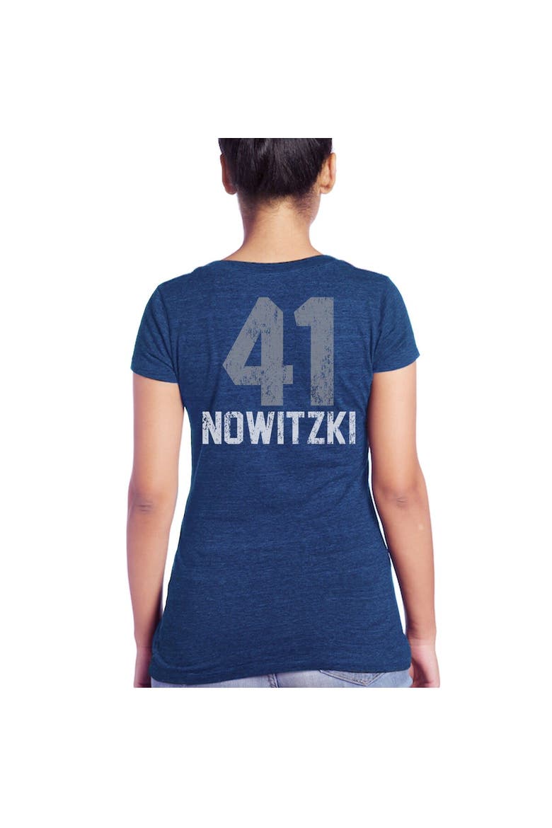 Women's Majestic Threads Dirk Nowitzki Blue Dallas Mavericks Name & Number Tri-Blend T-Shirt, Alternate, color, Blue