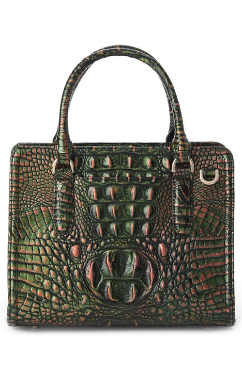 Brahmin Cami Croc Embossed Leather Satchel In Green