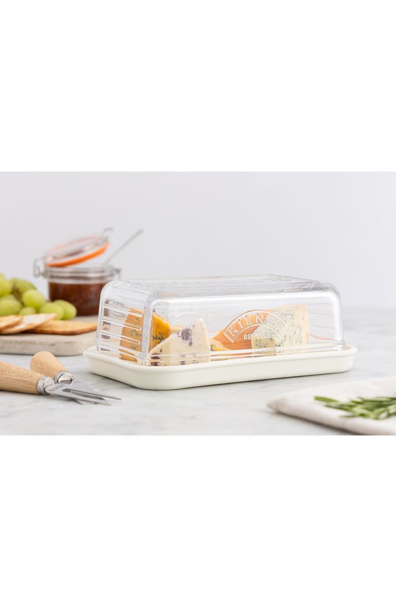 Kilner Fresh Cheese Storage Box with Ceramic Base, Alternate, color, Clear