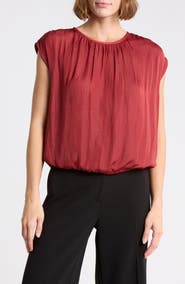 DR2 by Daniel Rainn Crinkle Satin Bubble Hem Top