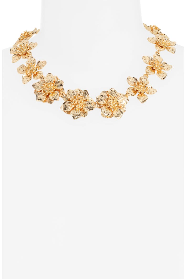 Magnolia Flower Necklace, Alternate, color, GOLD