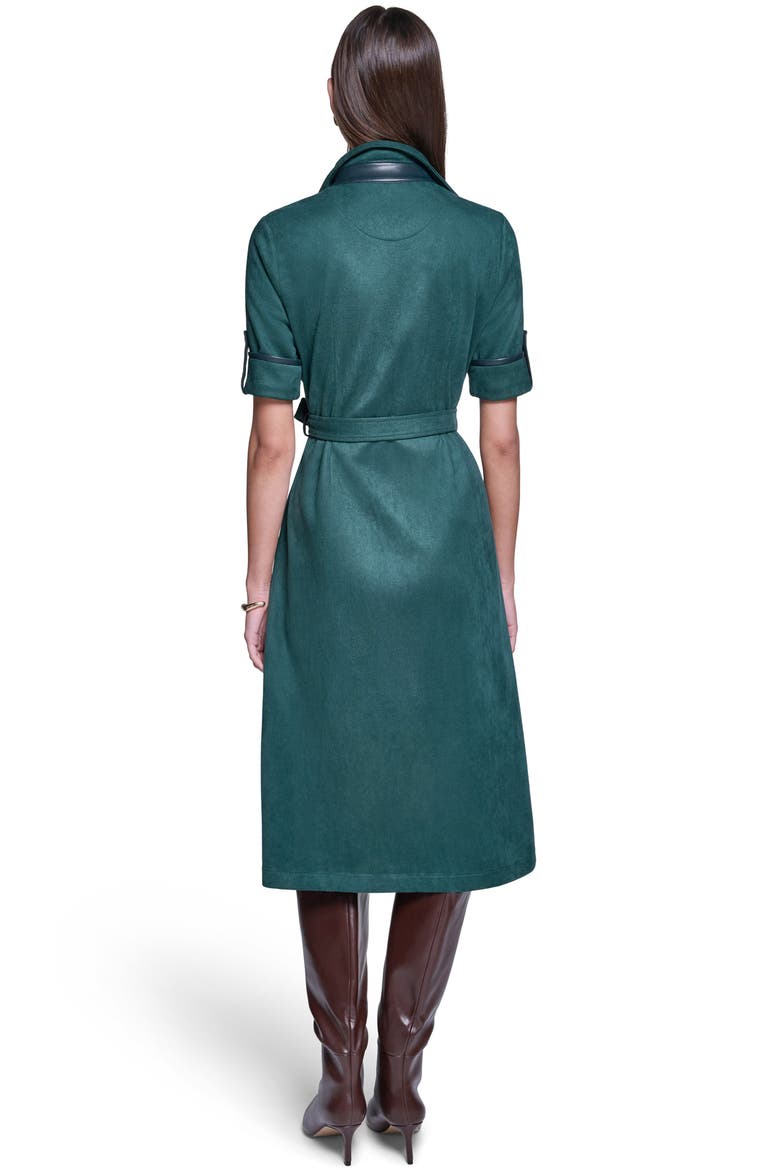 Short Sleeve Suede Midi Shirt Dress, Alternate, color, Deep Harbor