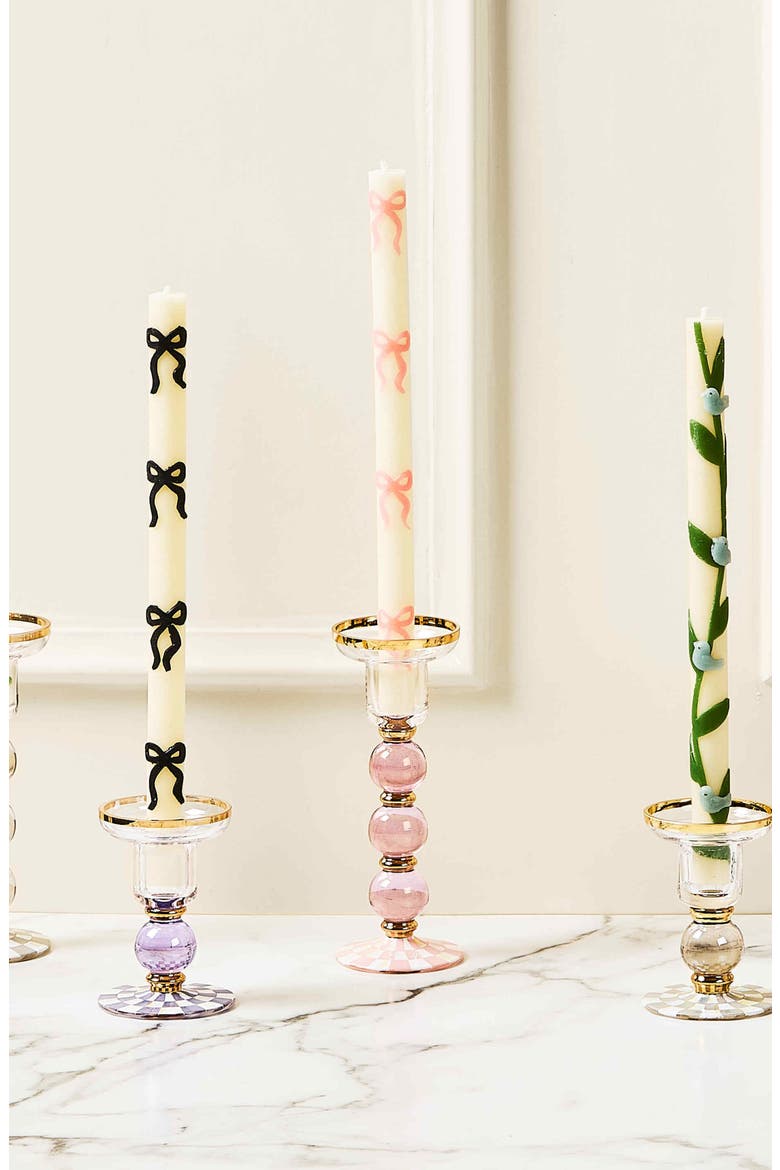 Rosy Check Large Glass Candleholder, Alternate, color, ROSY