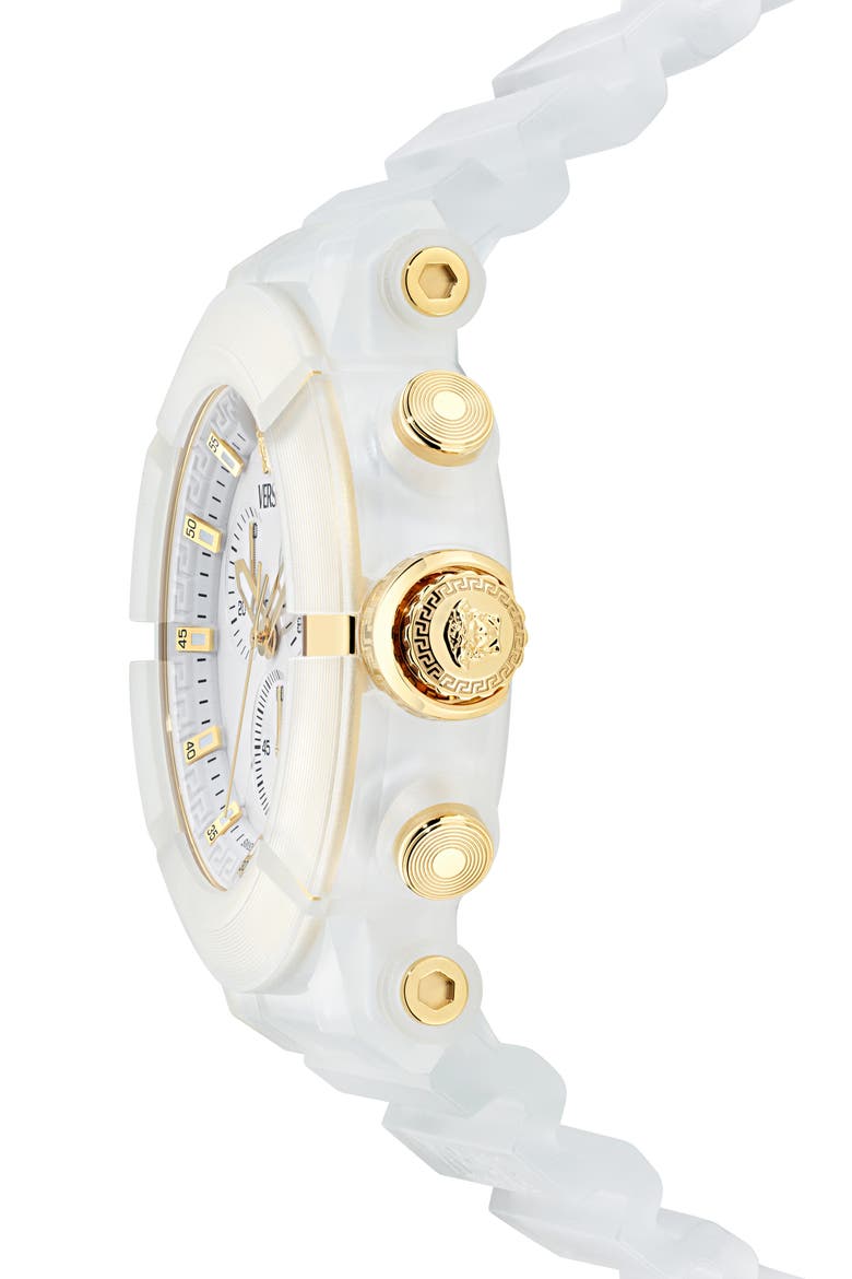 Real Active Chronograph Silicone Strap Watch, 45mm, Alternate, color, TRANSPARENT WHITE ECOCERAMIC