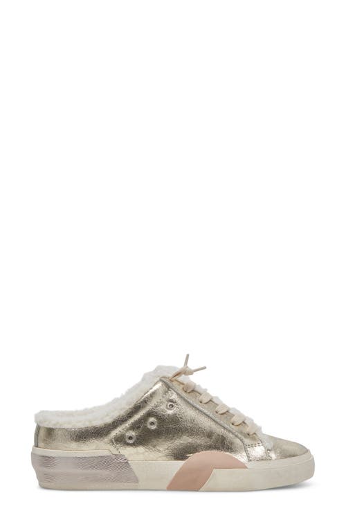 Dolce Vita Zantel Faux Shearling Lined Slip-on Sneaker In Platinum Distressed Leather