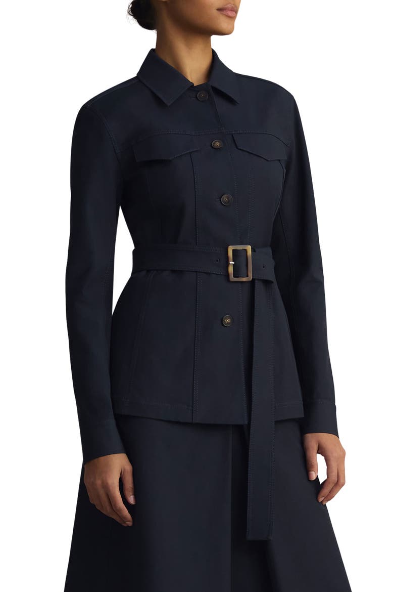 Techno Stretch Twill Belted Jacket, Alternate, color, INK