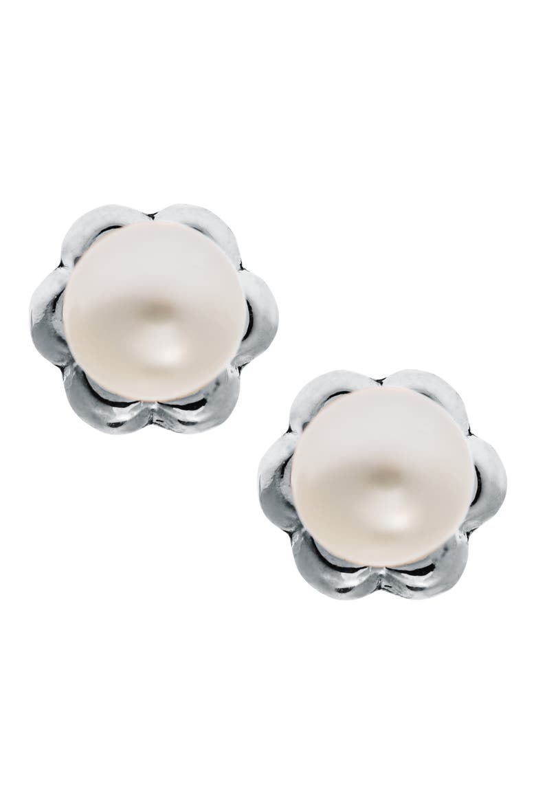 Sterling Silver & Cultured Pearl Earrings, Alternate, color, WHITE