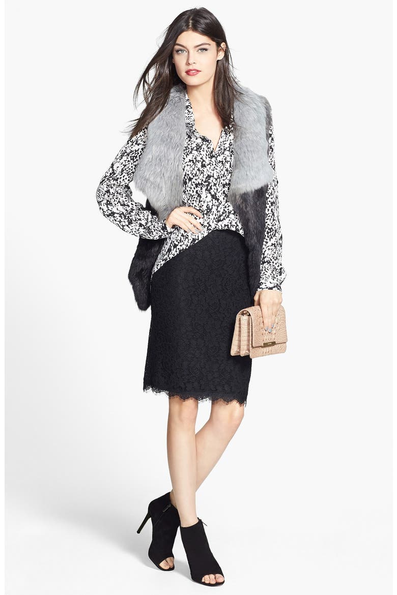 'Scotia' Lace Pencil Skirt, Alternate, color, BLACK