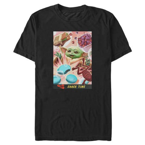 Men's Star Wars The Mandalorian and Grogu The Child Snack Time Comic Art  Graphic T-Shirt