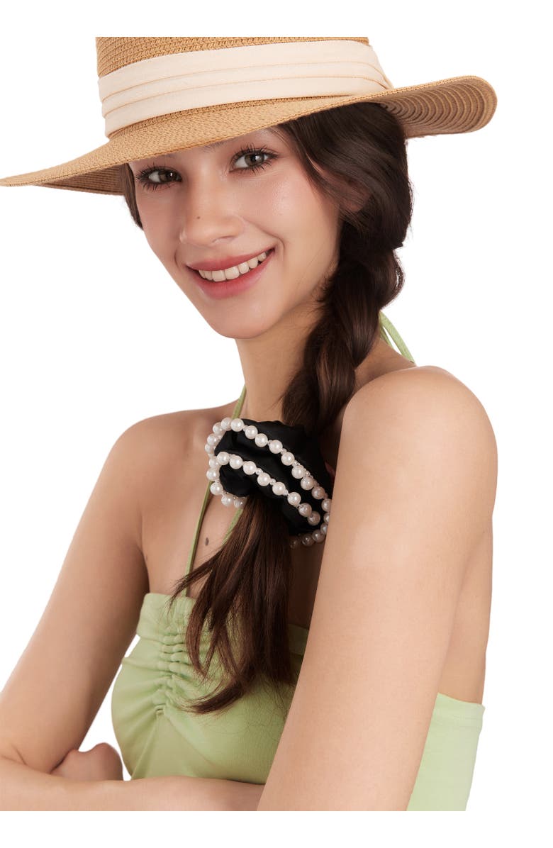 OLAH Pearl Glaze Silk Scrunchie, Alternate, color, Black Sugar