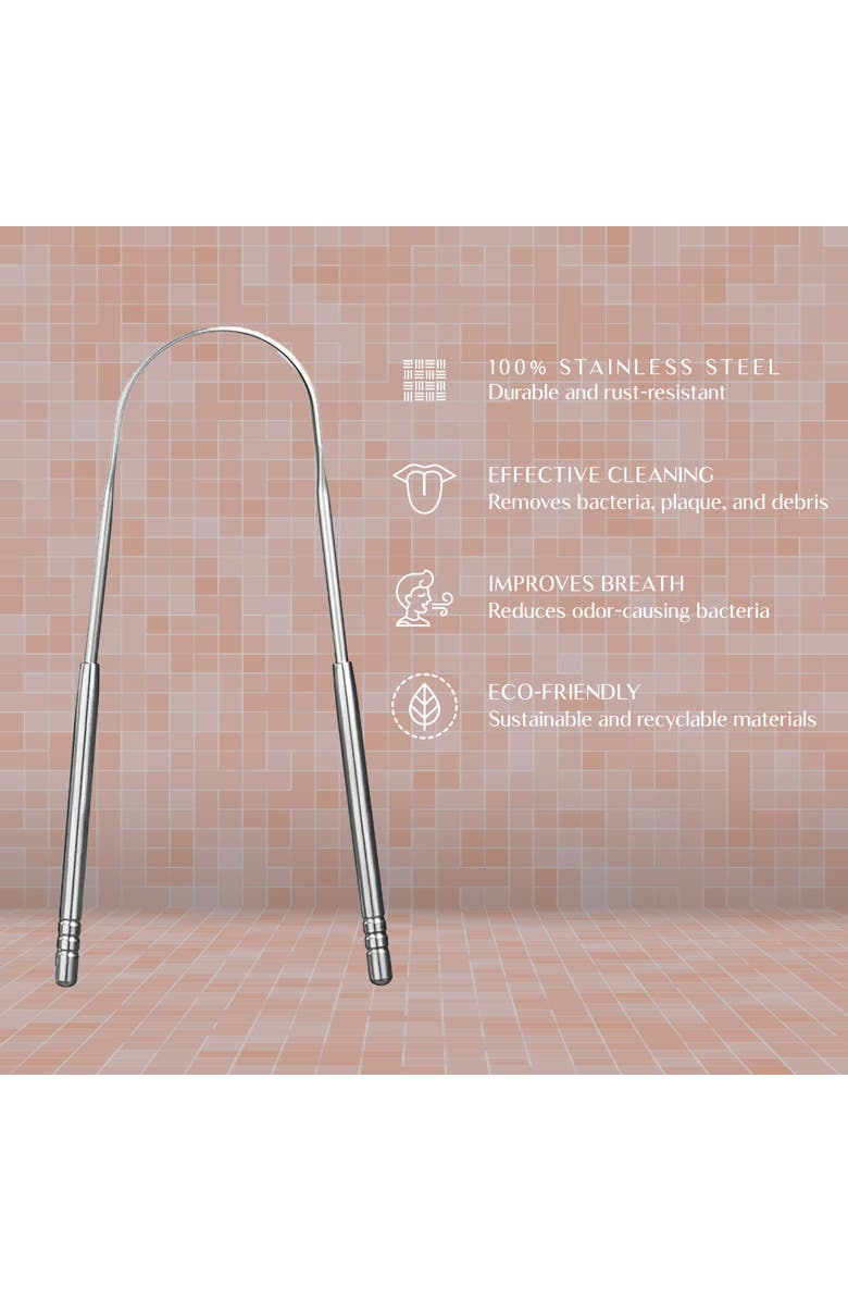 PURSONIC Stainless Steel Tongue Scraper For Fresh Breath & a Healthier Mouth, Alternate, color, Silver