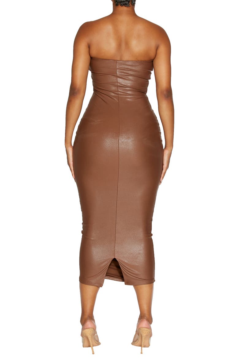 Got the Drip Strapless Body-Con Midi Dress, Alternate, color, BROWN