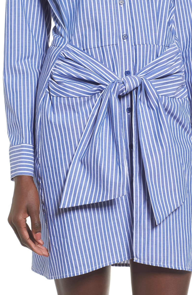 Love, Fire Tie Front Stripe Shirtdress, Alternate, color, 