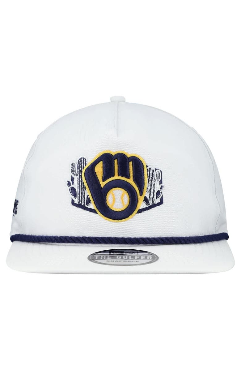 New Era Men's New Era  White Milwaukee Brewers 2025 Spring Training Palm Golfer Snapback Hat, Alternate, color, White