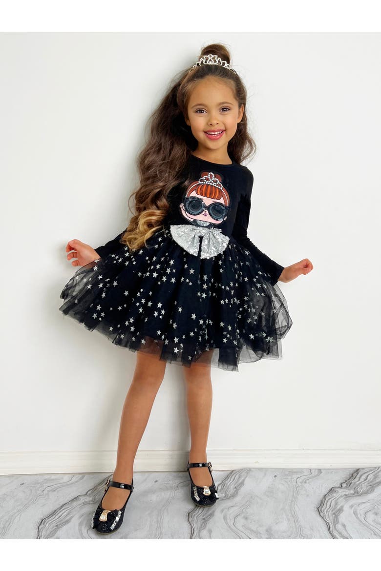 L.O.L. SURPRISE It Baby Shimmer Star Star Tutu Dress, Alternate, color, Black