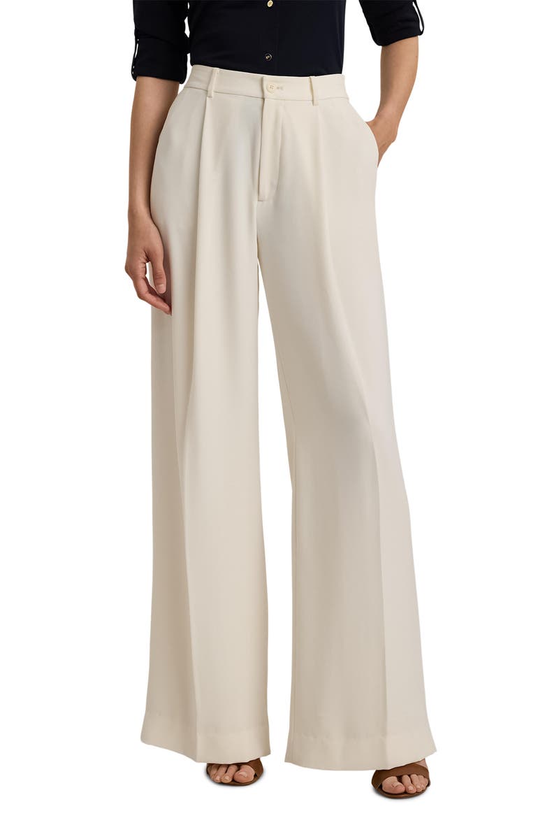 Double Faced Georgette Wide Leg Pants, Main, color, MASCARPONE CREAM