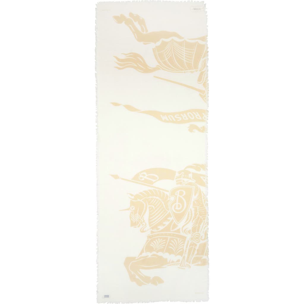 Shop Burberry Equestrian Knight Wool Jacquard Scarf In Cotton