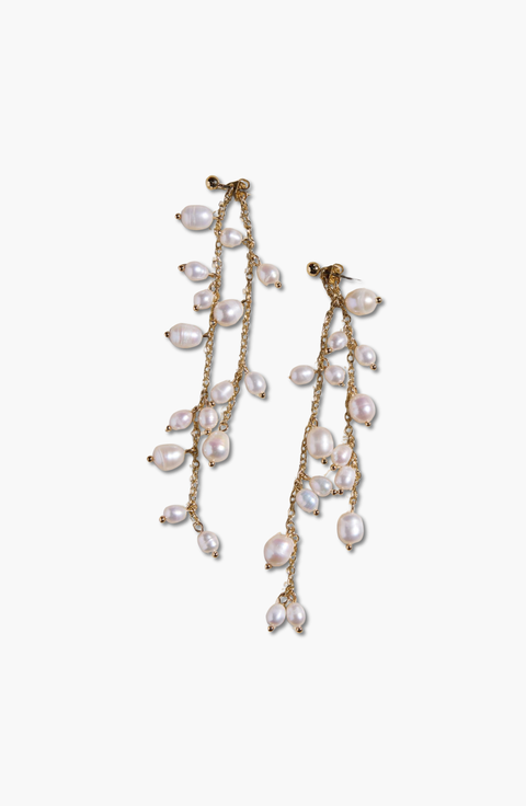 Pearl Cascade Drop Stud Earrings